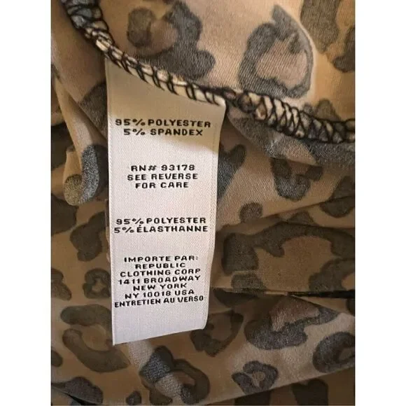 Carmen Marc Valvo 1X Leopard Print 3/4 Sleee Top Brown Tan Ruched Elevated Basic - Picture 11 of 11